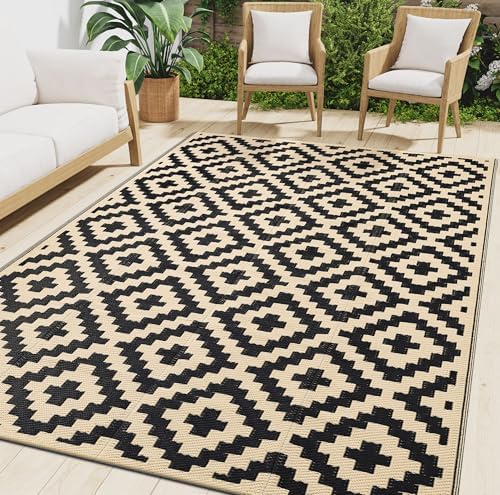 Smiry Outdoor Rug 6x9 ft Waterproof Reversible Boho Mat by Smiry