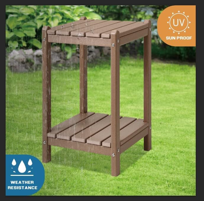 LZRS 24" Double Adirondack Outdoor Side Table, Pool Composite Patio Table - Image 7