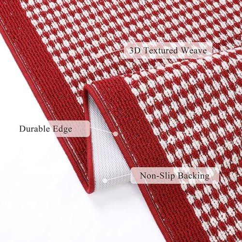 Ileading Hallway Runner Rug 2x10ft Red Kitchen Floor Mat Modern Geometric Non - Image 4