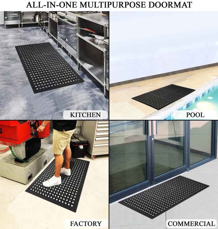 A1 Home Collections Anti Fatigue Mat, 0.6" Thick Heavy Duty Rubber Floor Mat - Image 5