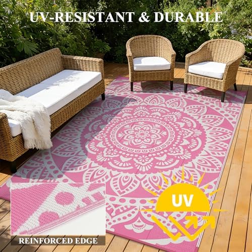 Bsmathom Waterproof Outdoor Rug 6'x9' Reversible Boho Plastic Straw Patio Deck - Image 6