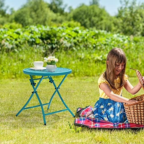 TeoKJ Folding Outdoor Side Table, No Assembly Patio Table - Image 2
