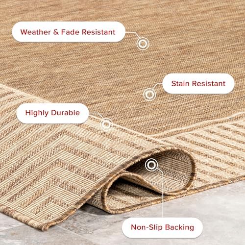 nuLOOM Asha Light Brown Bordered Indoor/Outdoor Area Rug - Image 7