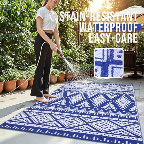 OLANLY Outdoor Rug 6x9 ft Waterproof Reversible Boho Mat - Image 3