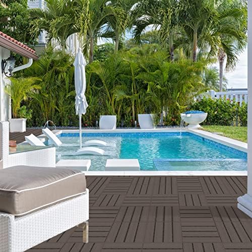 Goovilla Plastic Interlocking Deck Tiles, 9 Pack, Dark Coffee - Image 2
