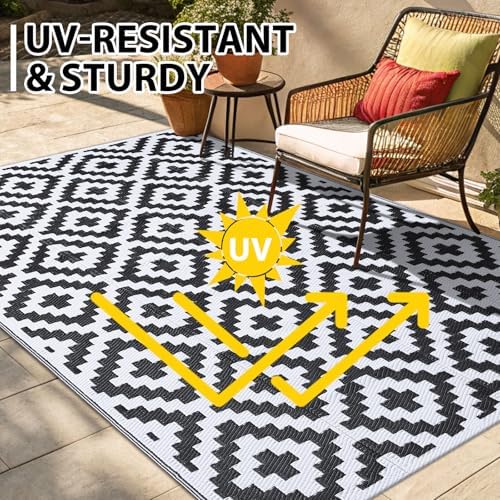 Smiry Outdoor Rug 5x8 ft Waterproof Reversible Boho Mat - Image 4