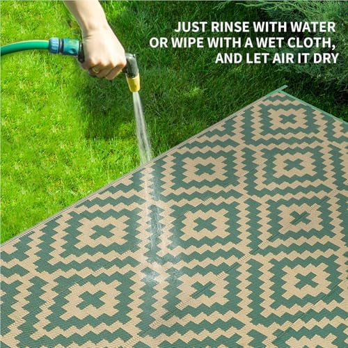 Kalafun Outdoor Patio Plastic Straw Rug, 5x8 ft - Image 4
