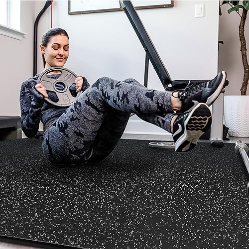 SUPERJARE 0.4'' Thick 6 Pcs 24 Sq Ft Rubber Top Exercise Equipment Mats - Image 3