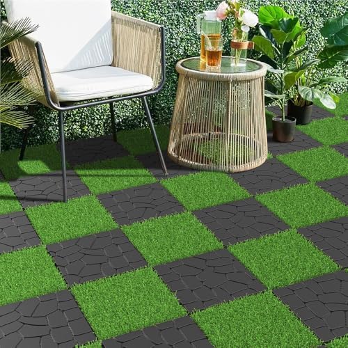 Plastic Interlocking Deck Tiles, 44 Pack, Simulated Gravel, Non-Slip Patio - Image 6