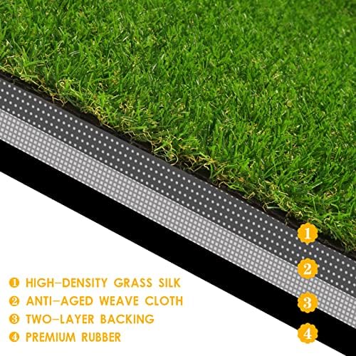 Realistic Artificial Grass Rug 7 FT x 11 FT Fake Faux Turf Grass, 0.8"" Indoor - Image 6