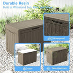 55 Gal Outdoor Storage Box Waterproof Lockable Deck Box Grey - Image 4