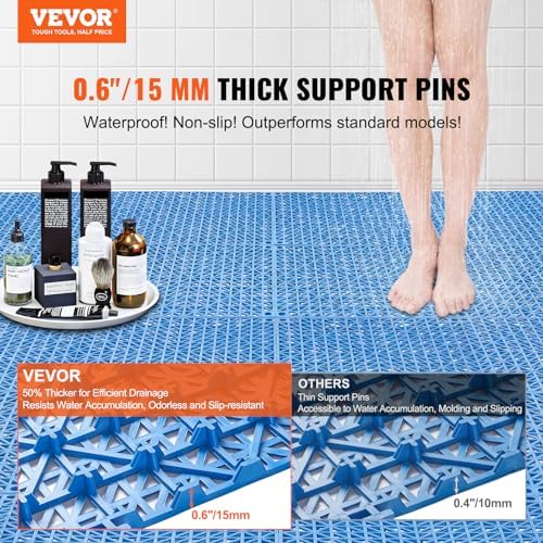 VEVOR Interlocking Tile 50PCS Blue, Drainage Tiles 12" x 12" Splicing, Soft PVC - Image 2