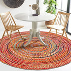 Hausattire Jute Cotton Braided Woven Rug 3 Feet Round - Image 4