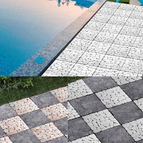 DIY Stone Tile Deck Tile, Durable Patio Garden Interlocking Decking12 6PCS - Image 5