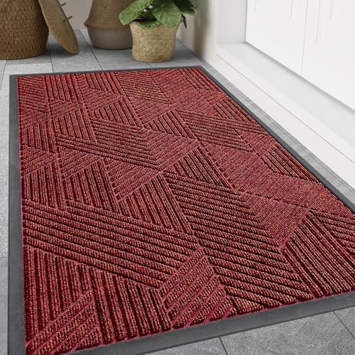 Smiry Front Door Mat Outside Entrance, Low Profile Rubber Doormat by Smiry
