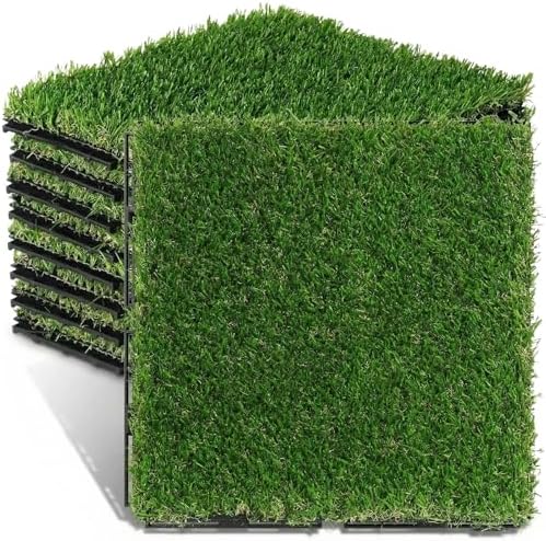 Windyun 8 Pack Artificial Grass Turf Interlocking Deck Tiles 12" x 12" Thick by Windyun
