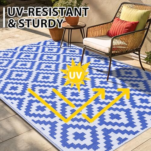 Smiry Outdoor Rug 6x9 ft Waterproof Reversible Boho Mat - Image 4