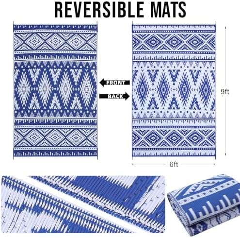 OLANLY Outdoor Rug 6x9 ft Waterproof Reversible Boho Mat - Image 2