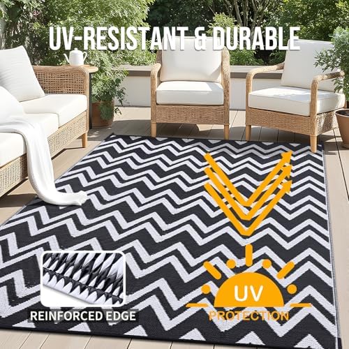 OLANLY Outdoor Rug 8x10 ft Waterproof Reversible Chevron Mat - Image 4