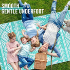 OLANLY Outdoor Rug 5x8 ft Waterproof Reversible Boho Mat, Turquoise & White - Image 5