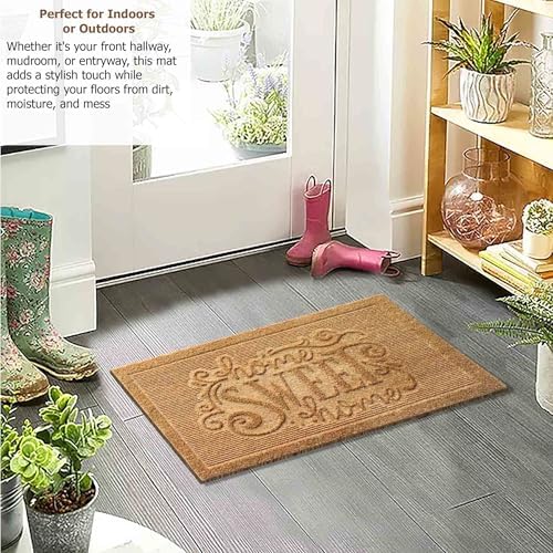 Gardenised Heavy Duty Coco Coir Doormat Non Slip PVC Baking Embossed Welcome - Image 2