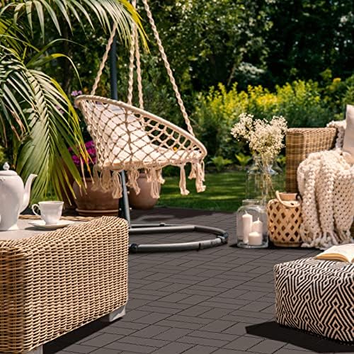 Goovilla Plastic Interlocking Deck Tiles, 9 Pack 12"x12", Dark Coffee - Image 2