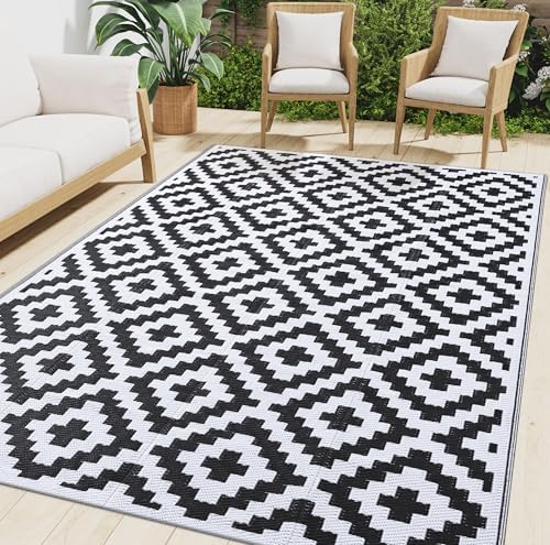 Smiry Outdoor Rug 10x14 ft Waterproof Reversible Boho Mat by Smiry