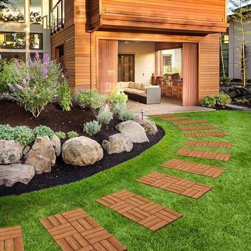 Yaheetech 10pcs Acacia Hardwood Interlocking Deck Tiles - Image 7