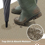 BEQHAUSE Dirt Trapper Door Mat 24" x 36" Half Circle Non Slip, Light Beige - Image 3