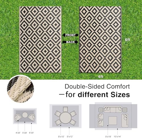 OLANLY Outdoor Rug 4x6 ft Waterproof Reversible Mat - Image 2