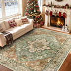RELEANY Washable Area Rug, Brick/Brown/Green - Image 2