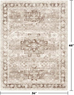 Washable Neutral Farmhouse Large Entryway Rug, 3x4 Area Rugs - Image 2