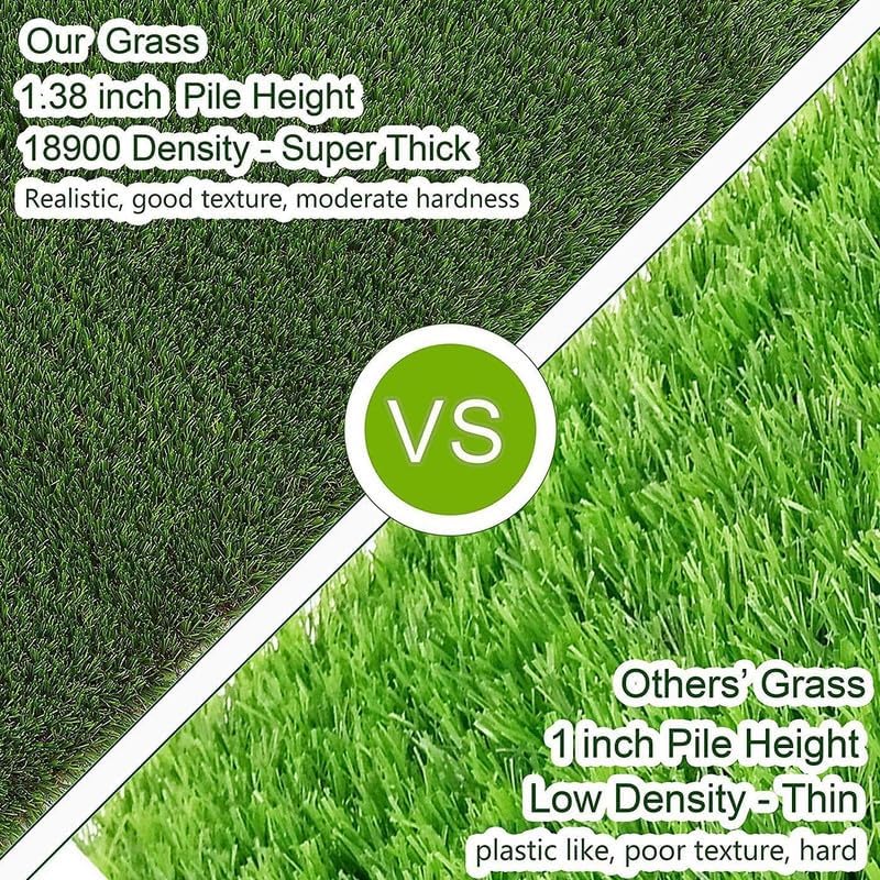 Fas Home Artificial Grass Turf 14FTx100FT, 1.38" Pile Height Realistic - Image 2