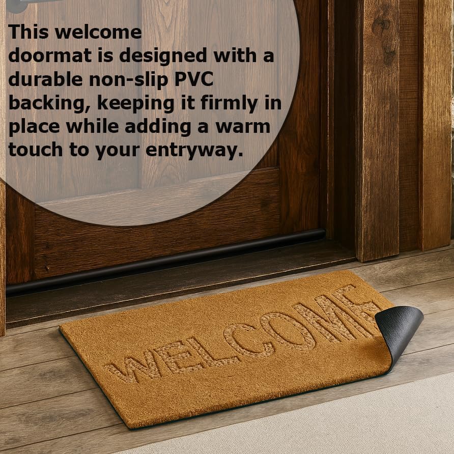 Gardenised Heavy Duty Coco Coir Doormat Non Slip PVC Baking Embossed Welcome - Image 6