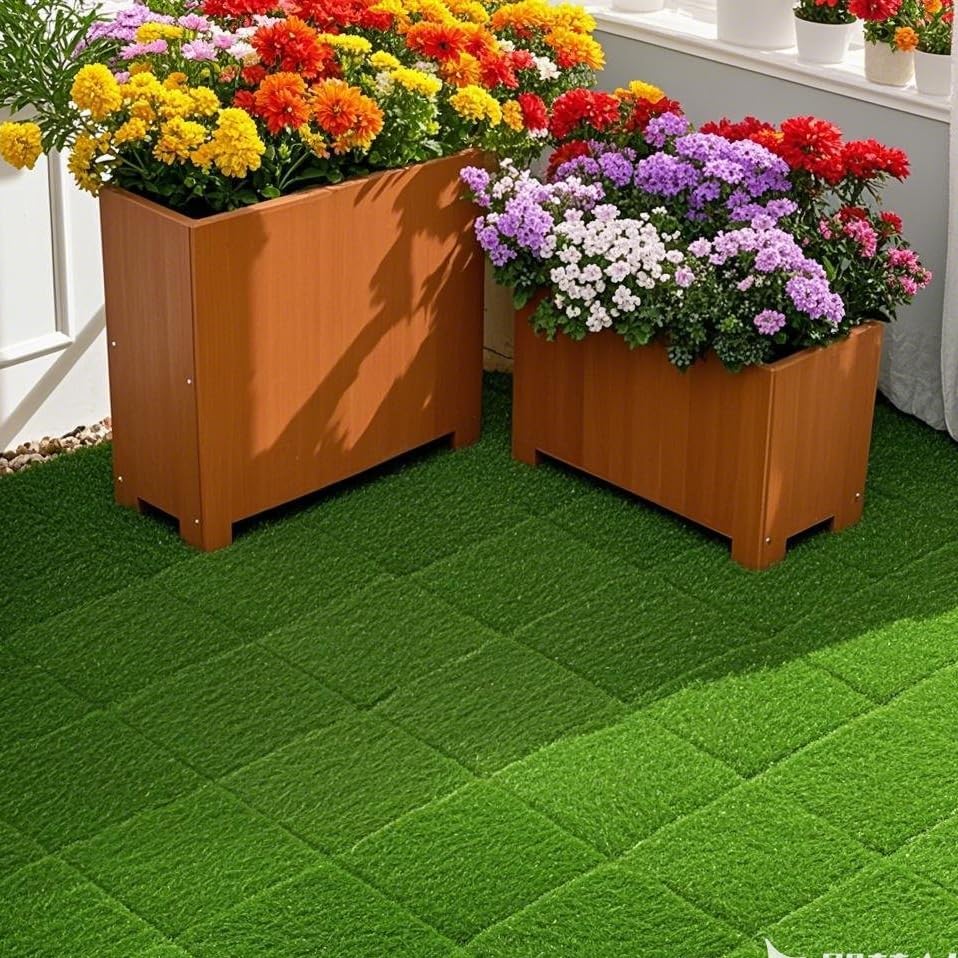 36Pcs Artificial Grass Tiles 12"x12" Outdoor Interlocking Turf Squares Deck - Image 6