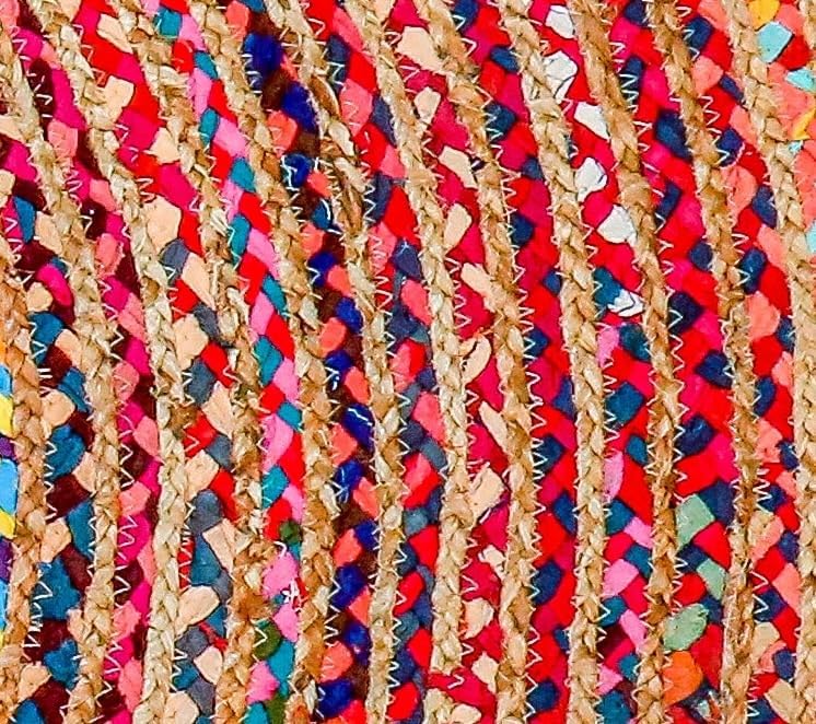Hausattire Jute Cotton Braided Woven Rug 3 Feet Round - Image 6